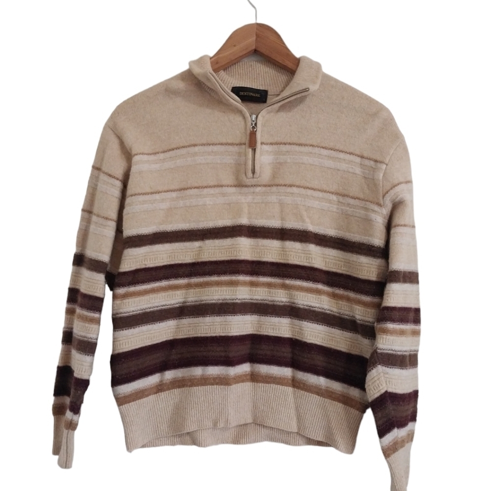 Vintage DESTINARE sweater size large women's cream brown Striped